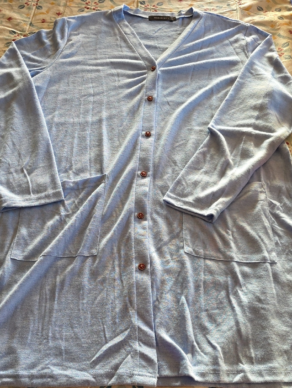 Merokeety Light Blue Button-Front Cardigan
